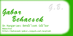 gabor behacsek business card